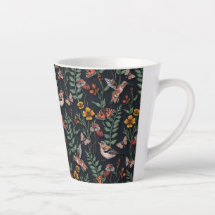 Dark Garden Birds & Butterflies Latte Mug