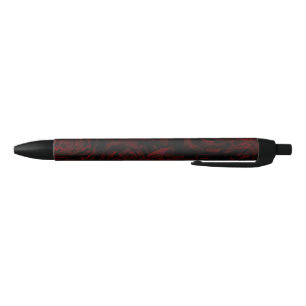 Dark Garden Red Romantic Flowers Gothic Glam Blue Ink Pen