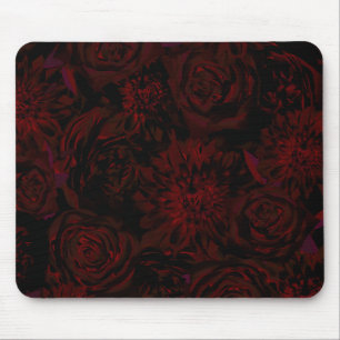 Dark Garden Red Romantic Flowers Gothic Glam Mouse Mat