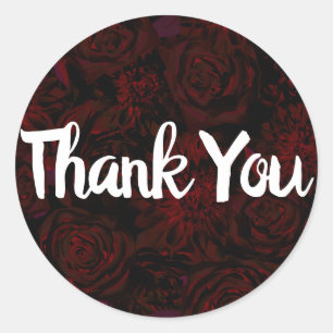 Dark Garden Red Romantic Flowers Gothic Wedding Classic Round Sticker