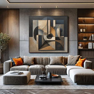 Dark Geometric Abstract Canvas Print