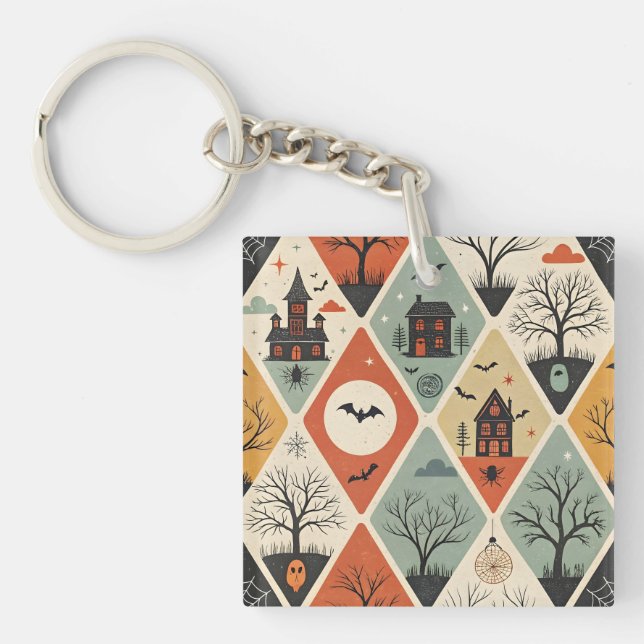Dark ghost pattern key ring (Front)