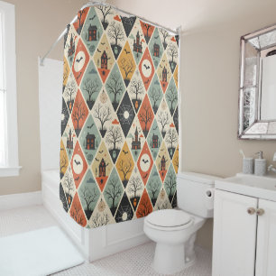 Dark ghost pattern shower curtain