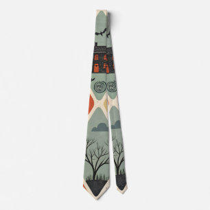 Dark ghost pattern tie