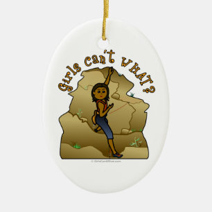 Dark Girl Rock Climber Ceramic Tree Decoration