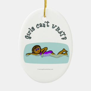 Dark Girl Swimming Ceramic Tree Decoration