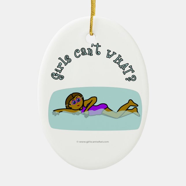 Dark Girl Swimming Ceramic Tree Decoration (Front)