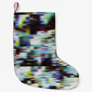 Dark glitch background, illustration. Black, blue, Small Christmas Stocking