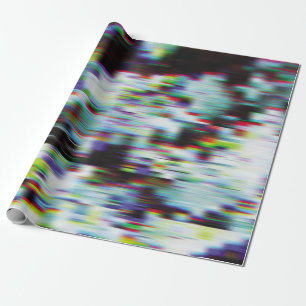 Dark glitch background, illustration. Black, blue, Wrapping Paper