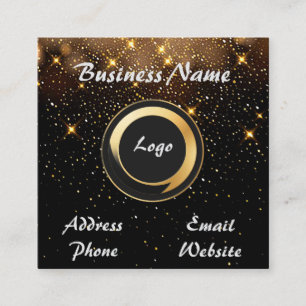 Dark Glitter Custom QR Code For Business Square Business Card
