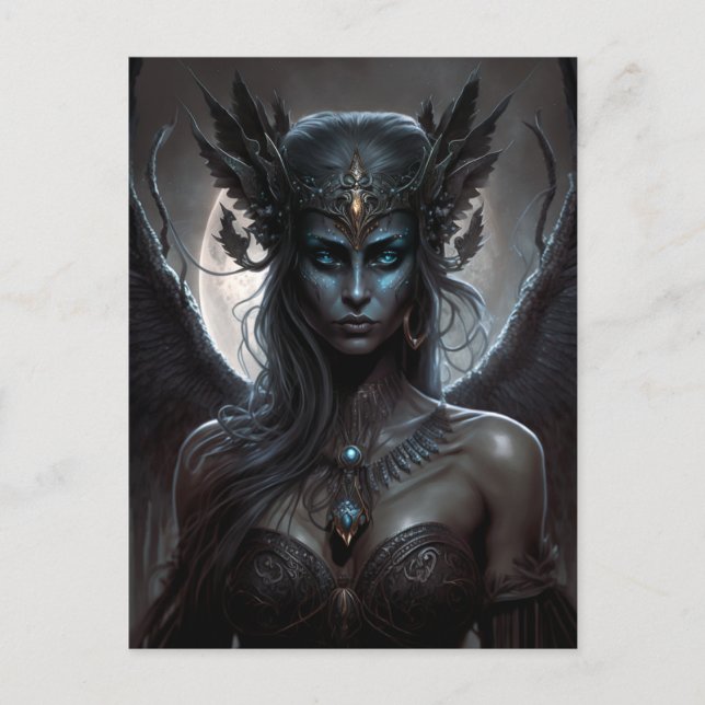 Dark Goddess Queen Fantasy Art Postcard (Front)