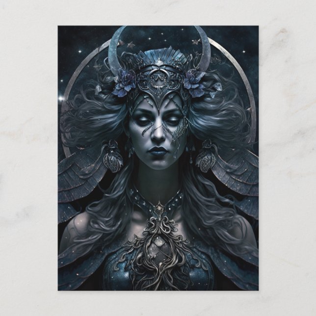 Dark Goddess Queen Fantasy Art Postcard (Front)