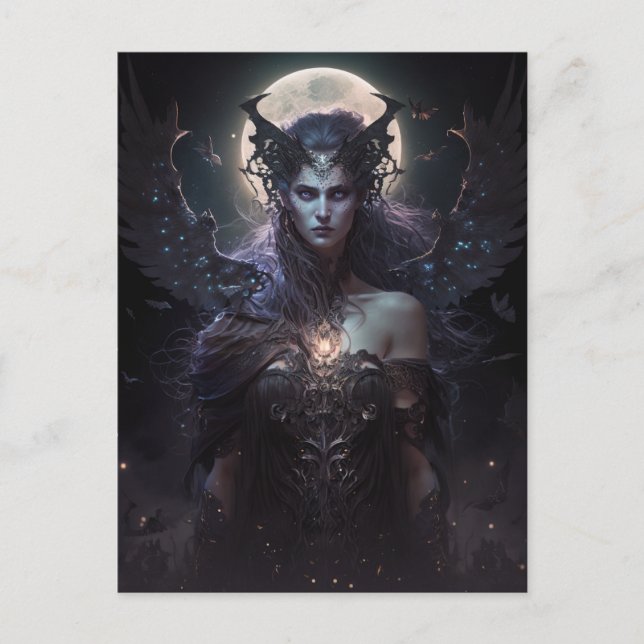 Dark Goddess Queen Fantasy Art Postcard (Front)
