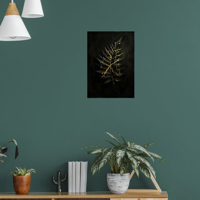 Dark Gold Botanical Branch Poster (Living Room 1)