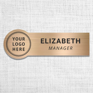 Dark Gold Business Company Logo Name Tag