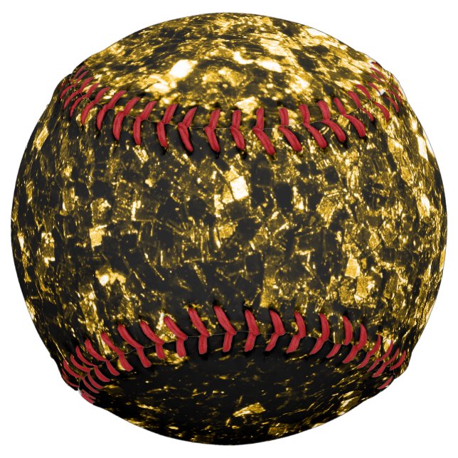 Dark gold faux glitter sparkles bling softball (Front)
