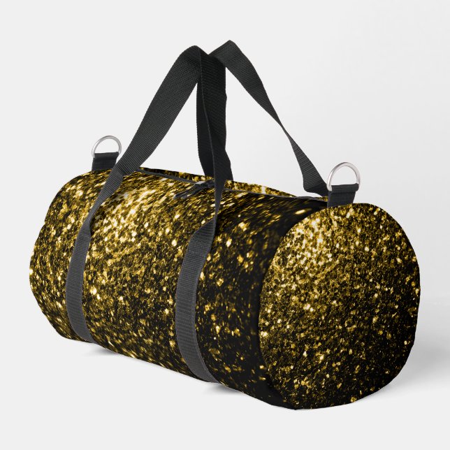 Dark gold faux glitter sparkles duffle bag (Left Corner)