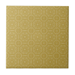 Dark gold geometric star wheel abstract art  tile