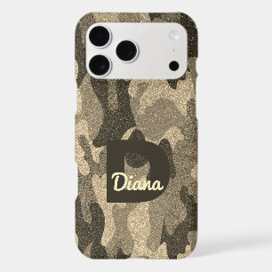 Dark Gold Glitter Camouflage Monogram Outdoorsy
