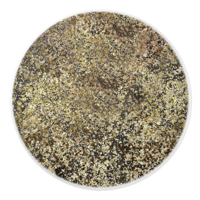 Dark Gold Glitter Crackle Modern Chic Glam Sparkle Ceramic Knob (Front)