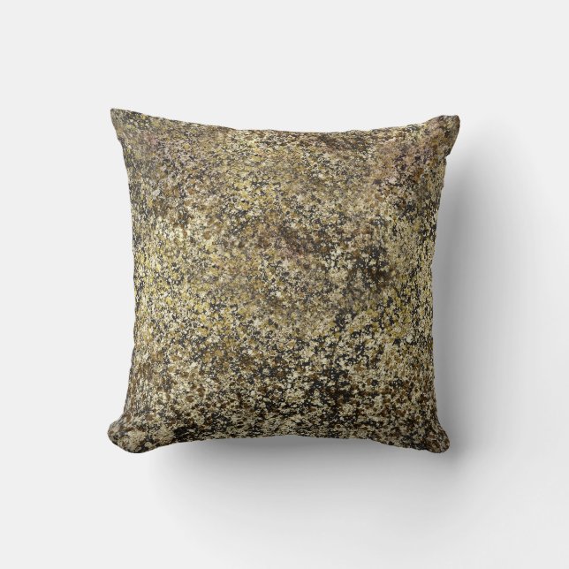 Dark Gold Glitter Crackle Modern Chic Glam Sparkle Cushion (Front)