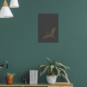 Dark Gold Pheasant Bird Vintage Wildlife Art Poste Poster