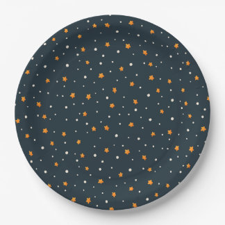 Dark Gold Starry Night Holiday Pattern Plates