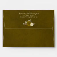 Dark Gold Watercolor Floral Elegant Wedding
