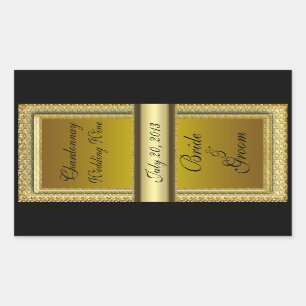 Dark Gold Wedding Wine Label Sticker