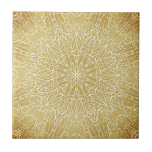 Dark gold white geometric star wheel tile