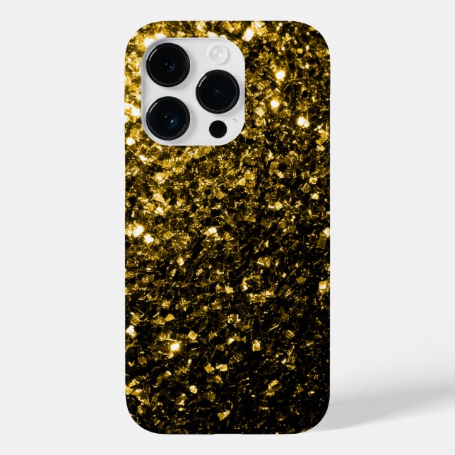 Dark gold yellow faux glitter sparkles Case-Mate iPhone case (Back)