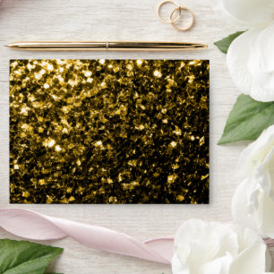 Dark gold yellow faux glitter sparkles envelopes
