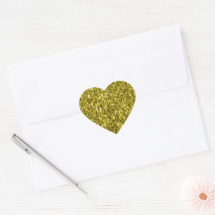  Dark gold yellow faux glitter sparkles Heart Sticker