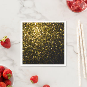 Dark gold yellow faux glitter sparkles napkin