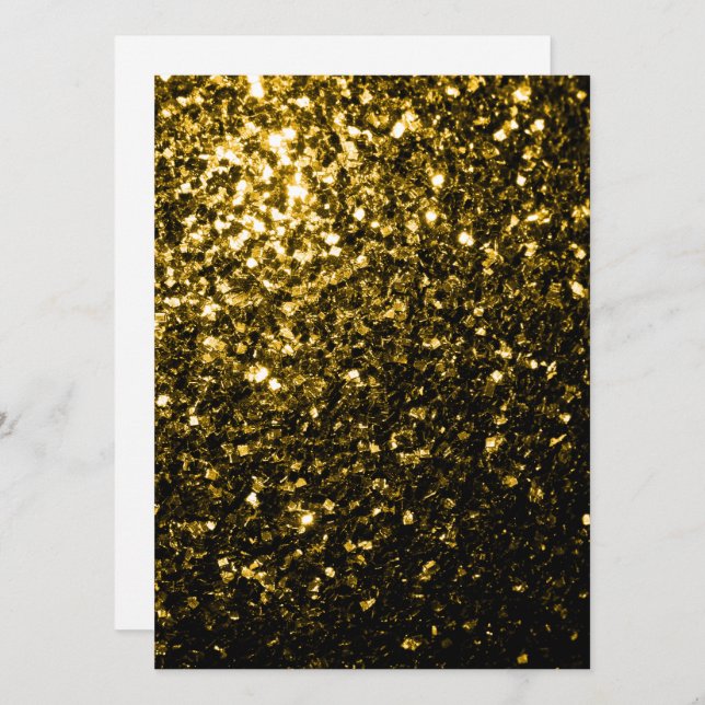 Dark gold yellow faux glitter sparkles Personalise Invitation (Front/Back)