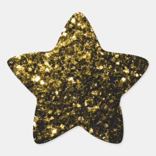 Dark gold yellow faux glitter sparkles star sticker