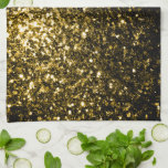 Dark gold yellow faux glitter sparkles tea towel<br><div class="desc">Beautiful glamourous yellow gold shiny glitters sparkles. 
Photo of Golden sparkles not actual glitters!</div>