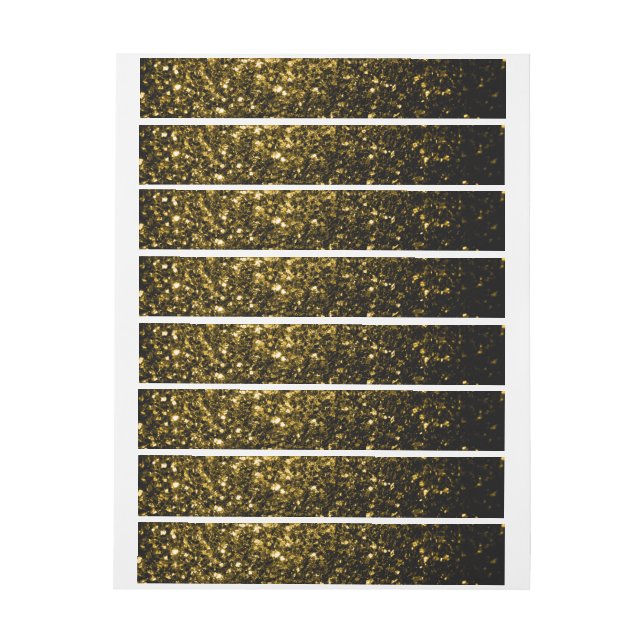 Dark gold yellow faux glitter sparkles wraparound address label (Sheet)