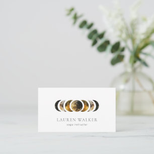 Dark Golden Moon Phases Yoga Studio Business Card