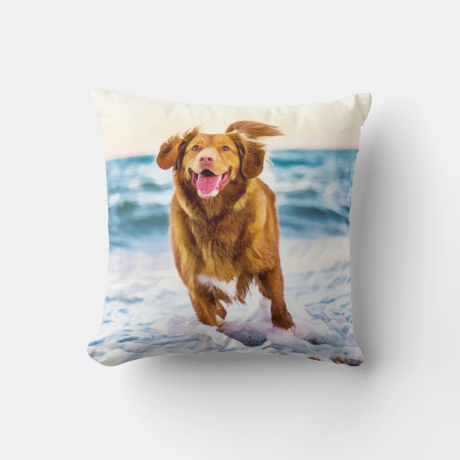 Dark Golden Retriever Dog Cushion (Front)