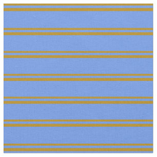 Dark Goldenrod & Cornflower Blue Striped Pattern Fabric