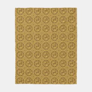 Dark Goldenrod Mediaeval Lions Fleece Blanket