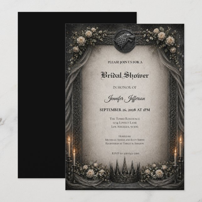 Dark GOT Gothic Bridal Shower invitation (Front/Back)