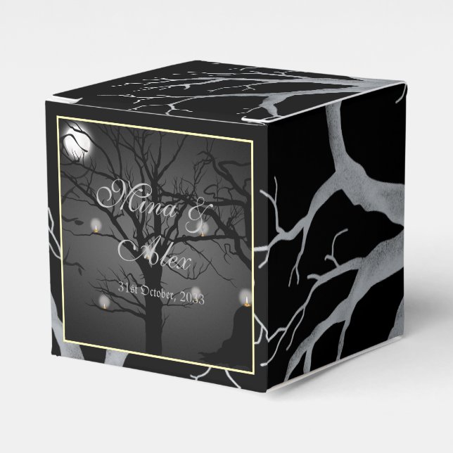 Dark Goth Forest Personalised Wedding  Favour Box (Front Side)