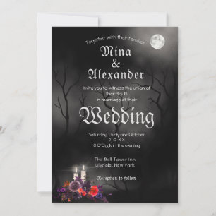 Dark Goth Halloween Theme Wedding Invitation