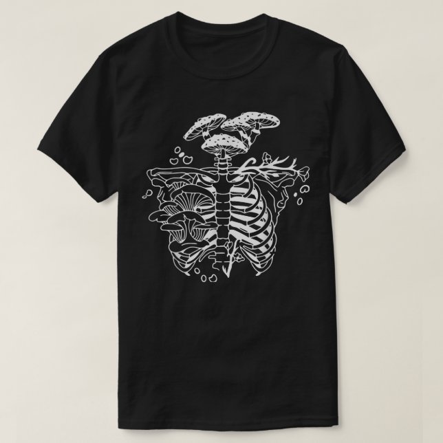 Dark Goth Mushroom Skeleton, Magical Mushroom Love T-Shirt (Design Front)