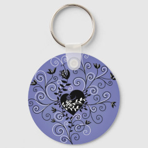 Dark Gothic Abstract Whimsical Fixed Broken Heart Key Ring