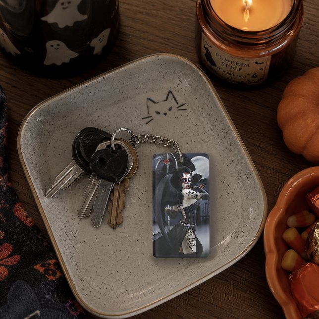 Dark Gothic Angel Death Sugar Skull Fantasy Key Ring (Creator Uploaded)