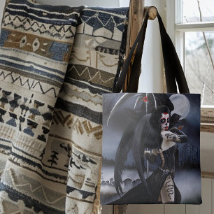 Dark Gothic Angel Death Sugar Skull Fantasy Tote Bag