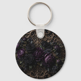 Dark Gothic Baroque Black Roses Placemat Key Ring